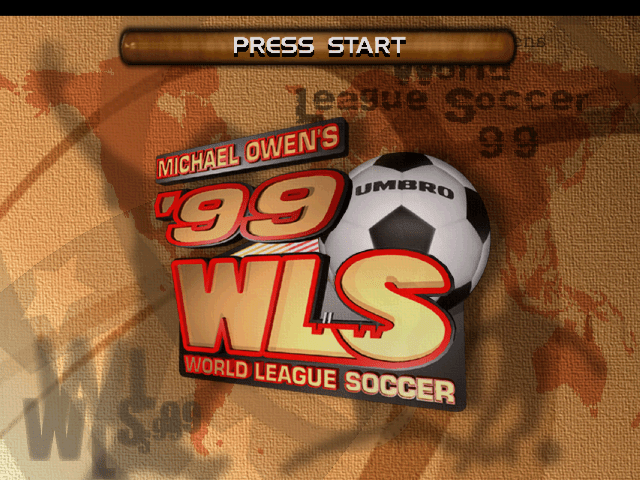 Michael Owen's World League Soccer 99 title screen for Playstation